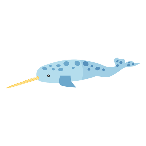 Narwhal flipper tail tusk flat PNG Design