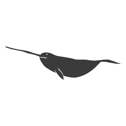 Narwhal flipper tail tusk silhouette PNG Design