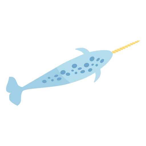 Narwhal tail flipper tusk flat PNG Design