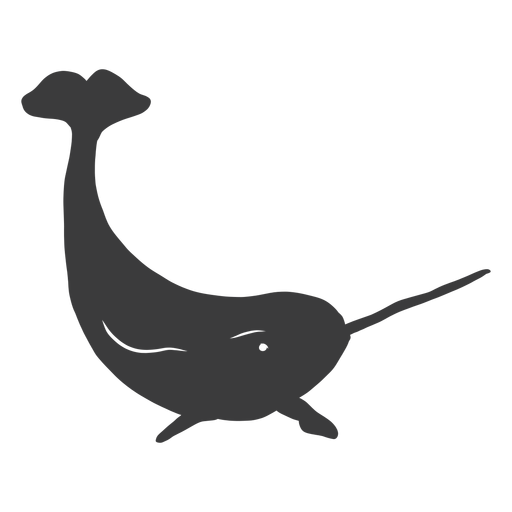 Narwhal tail flipper tusk silhouette PNG Design