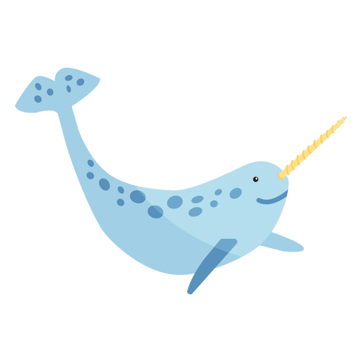 Narwhal tusk flipper tail flat PNG Design