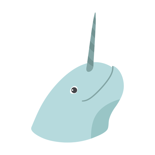 Narwhal tusk head flat sticker PNG Design