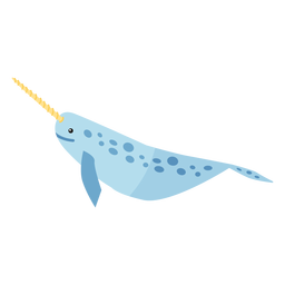 Narwal Stoßzahn Schwanz Flipper flach PNG-Design