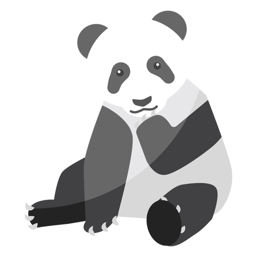 Panda sentado com focinho achatado