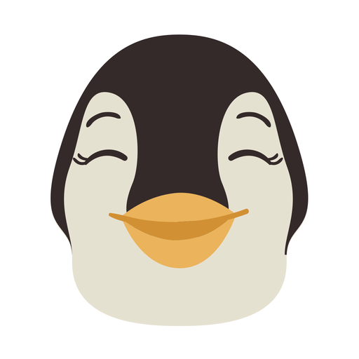 Flacher Aufkleber des glücklichen Schnabels des Pinguinkopfes PNG-Design