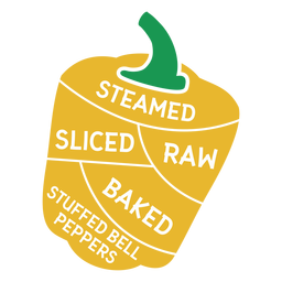 Pepper steamed sliced raw baked stuffed bell peppers flat PNG Design