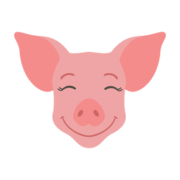 Pegatina plana cerdo oreja feliz hocico Diseño PNG