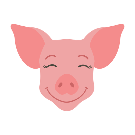 Pegatina plana cerdo oreja feliz hocico