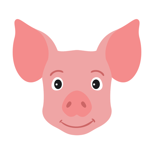 Pig head ear snout flat sticker PNG Design