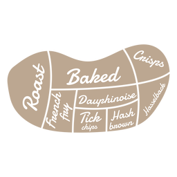 Potato french fry roast baked crisps dauphinoise tick chips hash brown hasselback flat PNG Design Transparent PNG