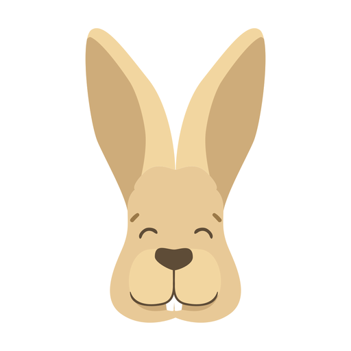 Rabbit bunny ear muzzle happy flat sticker PNG Design