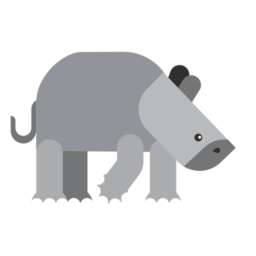 Rhino rhinoceros fat tail flat rounded geometric PNG Design
