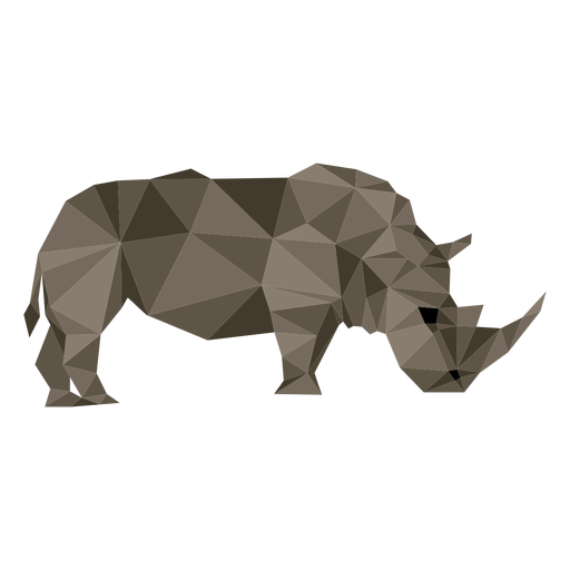Rinoceronte rinoceronte cuerno gordo cola baja poli Diseño PNG