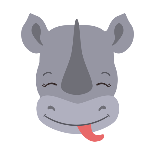 Etiqueta engomada plana de cuerno de rinoceronte lengua Diseño PNG