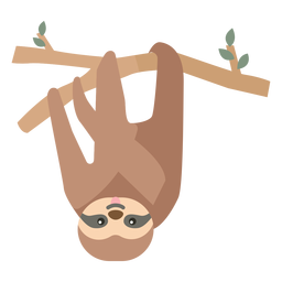 Folha de árvore de galho de preguiça plana Desenho PNG
