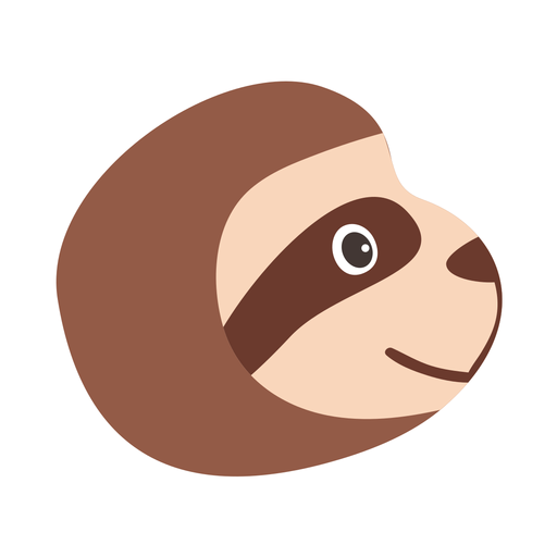 Sloth muzzle head flat sticker PNG Design