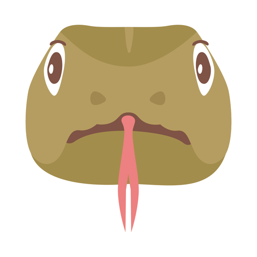 Flacher Aufkleber mit gegabelter Zunge und Schlangenkopf PNG-Design