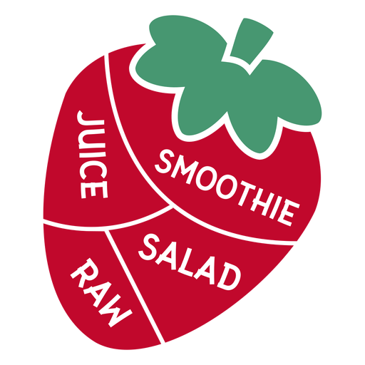 Strawberry juice smoothie salad raw flat PNG Design