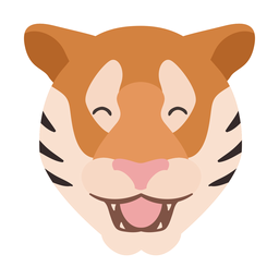 Tiger happy stripe head flat sticker PNG Design
