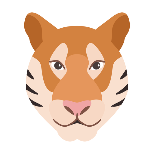 Tiger muzzle stripe head flat sticker PNG Design