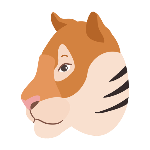 Tiger stripe head flat sticker PNG Design