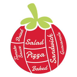 Tomato dried salad pizza baked sandwich guacamole tomato sauce flat PNG Design