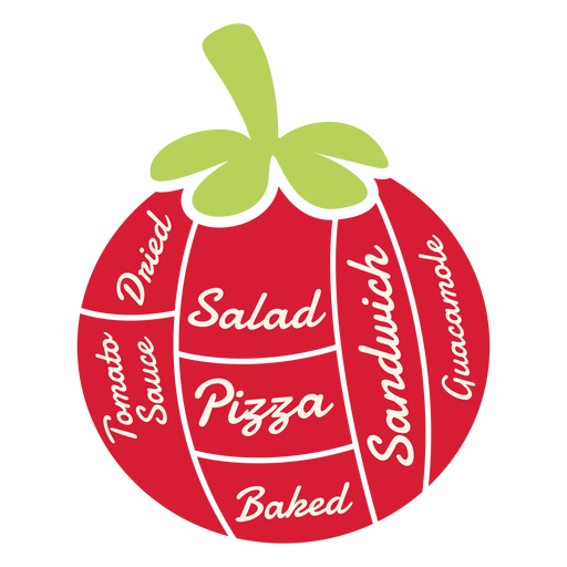 Tomato dried salad pizza baked sandwich guacamole tomato sauce flat PNG Design