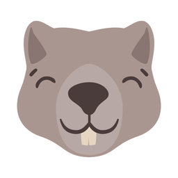 Pegatina plana cabeza de castor diente Diseño PNG