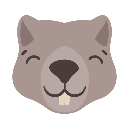 Tooth beaver head flat sticker PNG Design