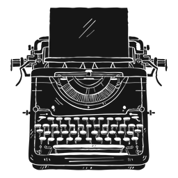 Schreibmaschinenpapierknopf der Silhouette schreibt PNG-Design