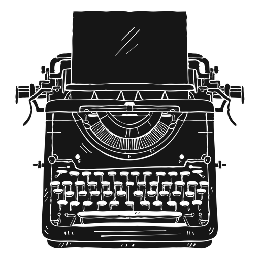 Typewriter paper button typing silhouette