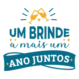 Um brinde a mais um ano juntos portuguese text glass heart sticker PNG Design