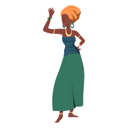 Mujer peinado top falda joyas planas Diseño PNG