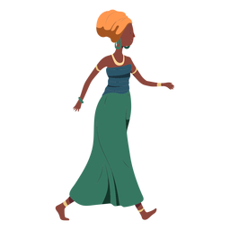Woman walking hairstyle top skirt jewellery flat Woman walking hairstyle top skirt jewellery flat