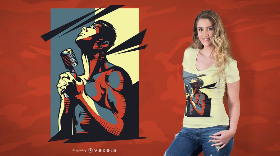 Diseño de camiseta de cantante de rock Diseño de camiseta de cantante de rock