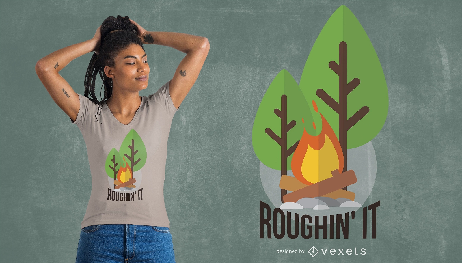 Design de t-shirt Rough Camping