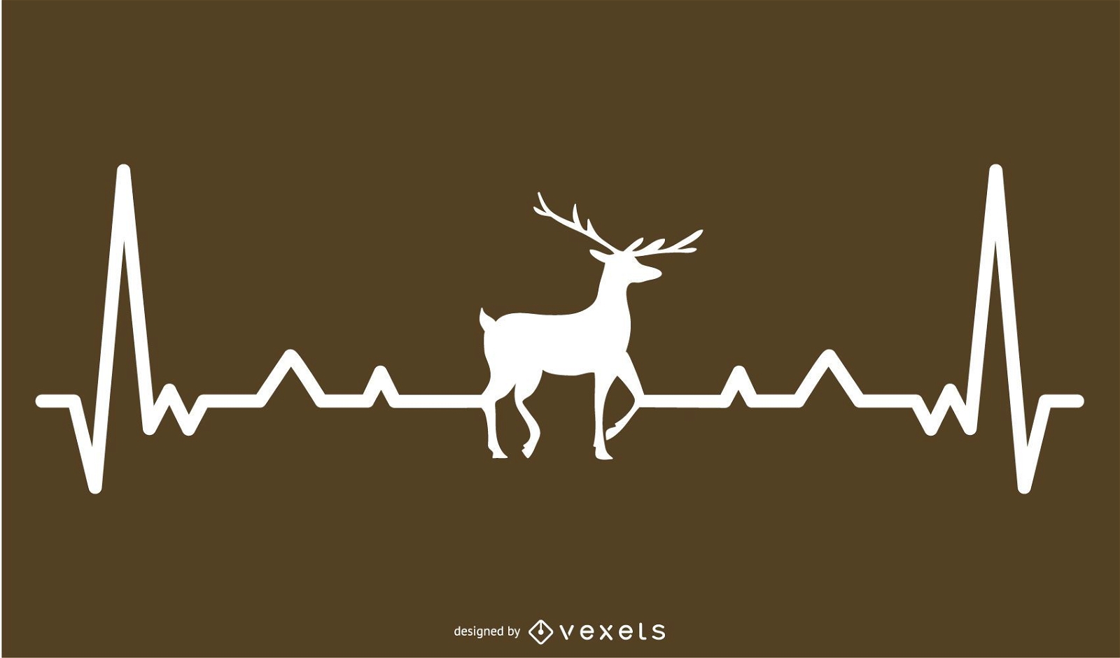 Deer with Heartbeat Line Design