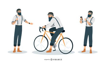 Conjunto de ilustración de hombre inconformista Conjunto de ilustración de hombre inconformista