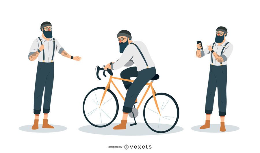Hipster Man Illustration Set Hipster Man Illustration Set