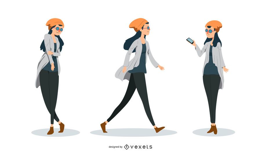 Hipster Woman Vector Set Hipster Woman Vector Set