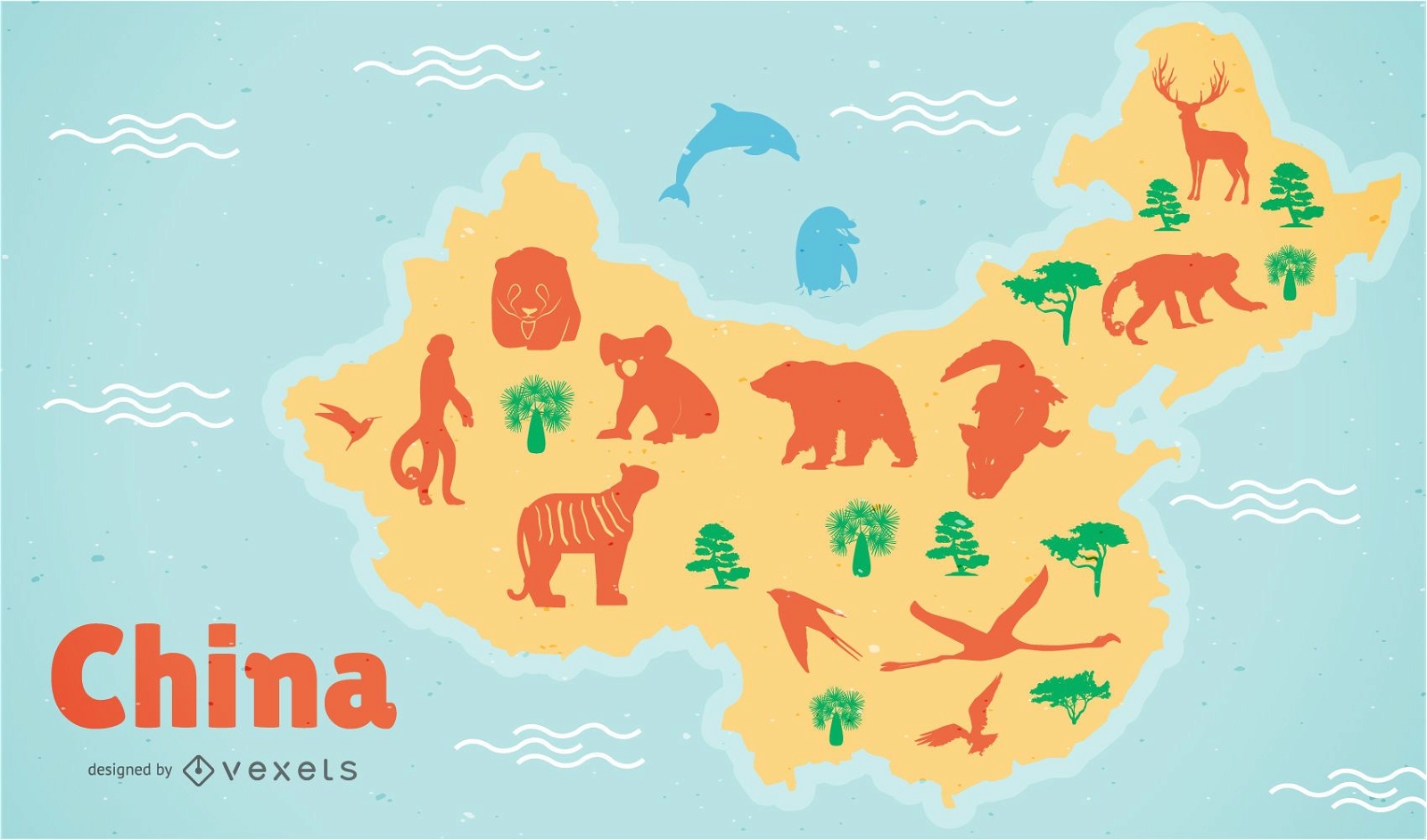 China Map Illustration 