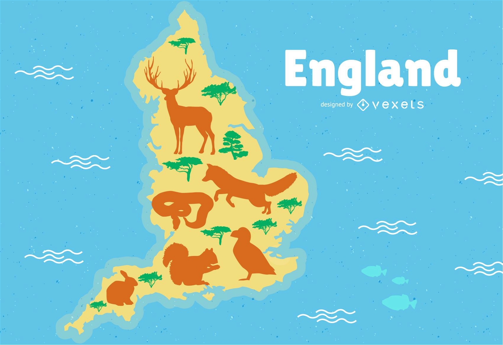 England Kartenillustration