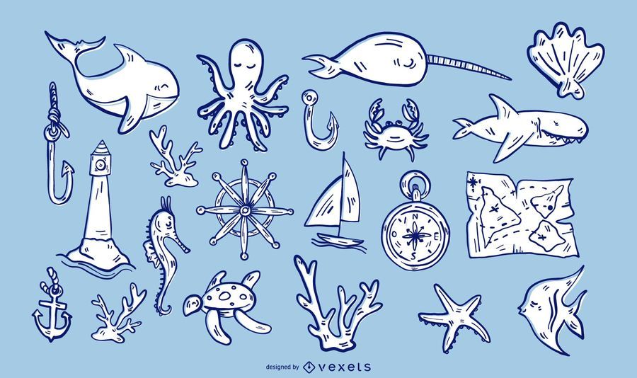 Nautical Elements Illustration Set Nautical Elements Illustration Set