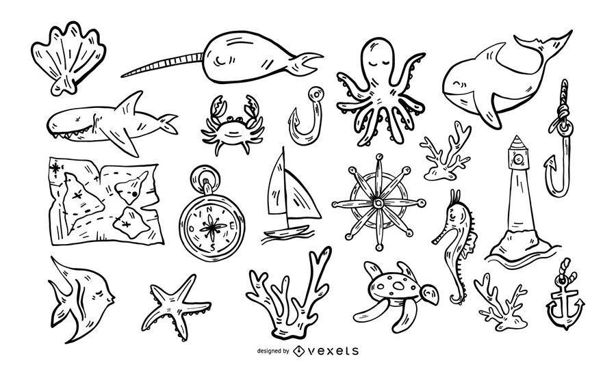 Nautical Elements Stroke Set Nautical Elements Stroke Set