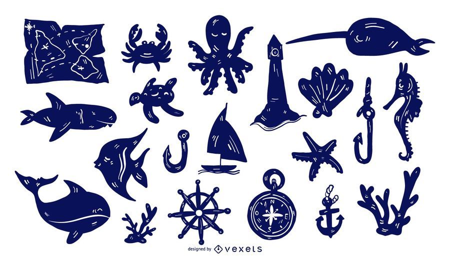 Nautical Detailed Silhouette Set Nautical Detailed Silhouette Set