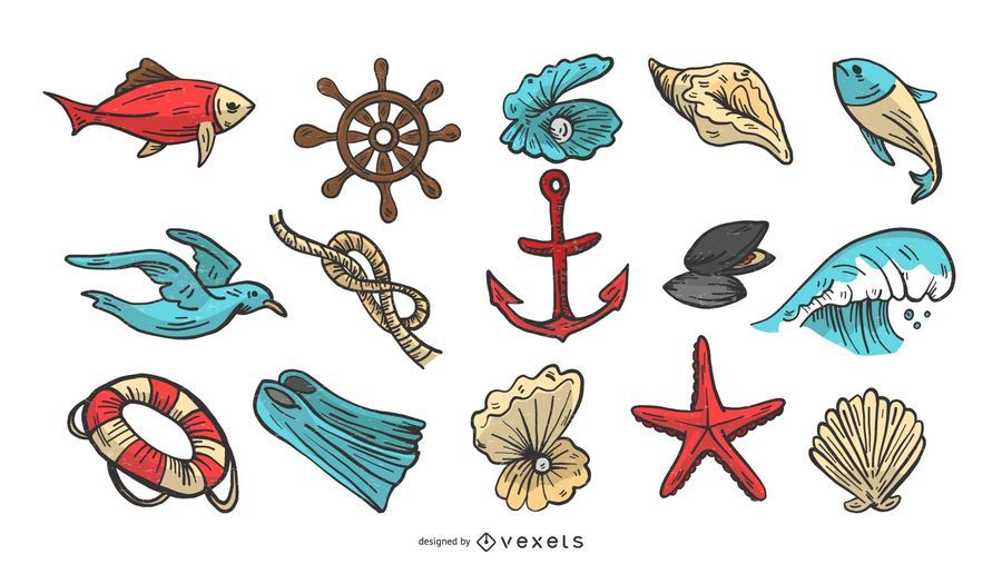 Conjunto de ilustración vectorial náutica Conjunto de ilustración vectorial náutica