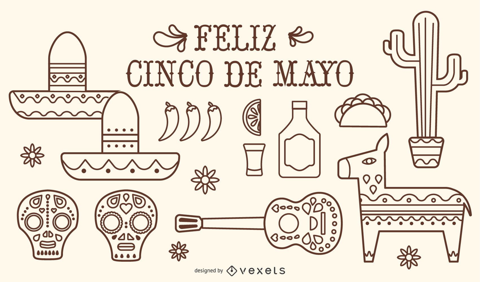 Juego de trazos Cinco de Mayo