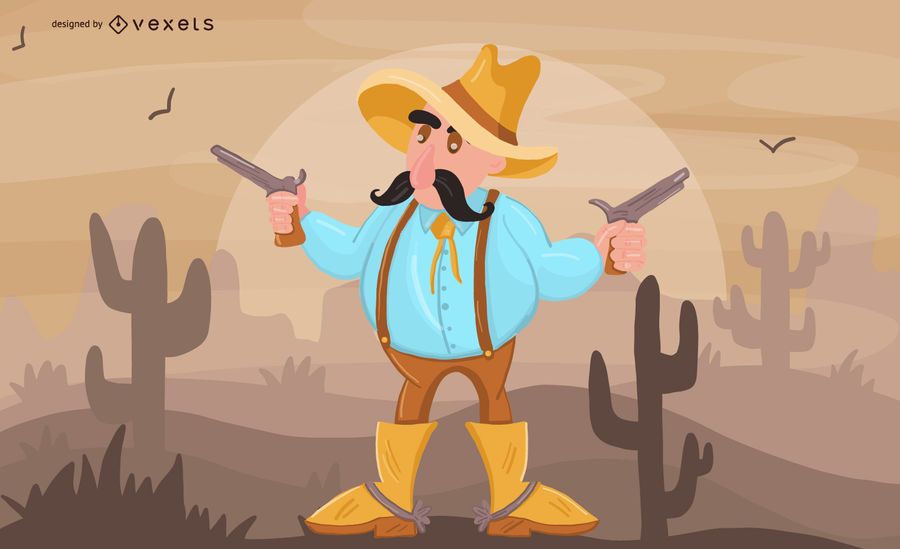Cowboy-Karikatur-Illustration Cowboy-Karikatur-Illustration
