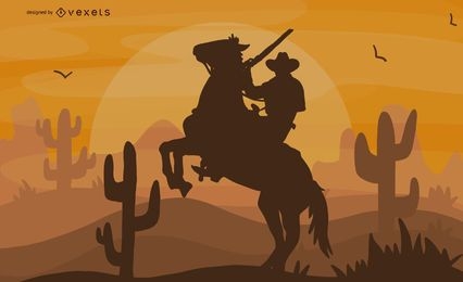 Ilustração de caubói para andar a cavalo