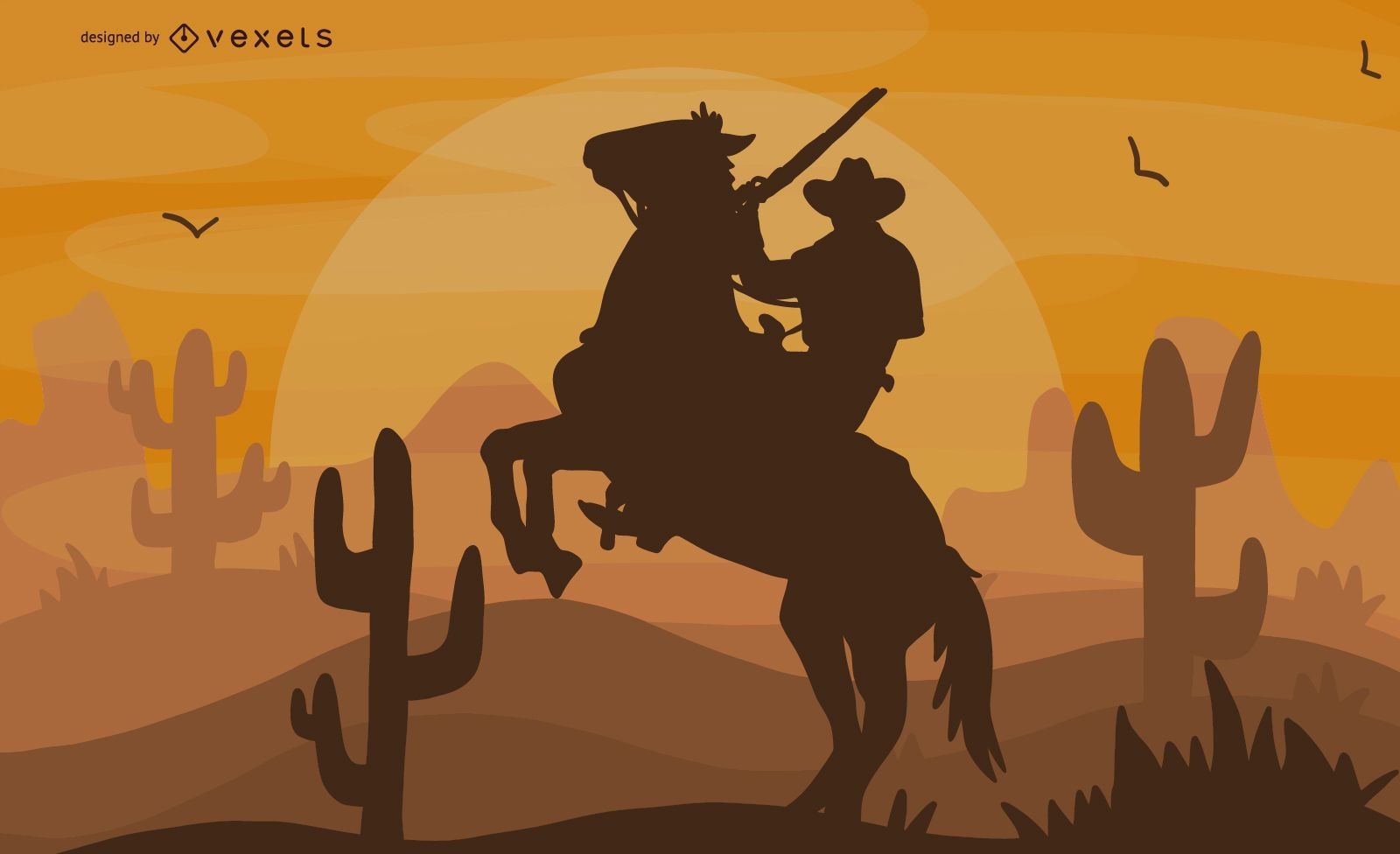 Horseback Riding Cowboy Illustration